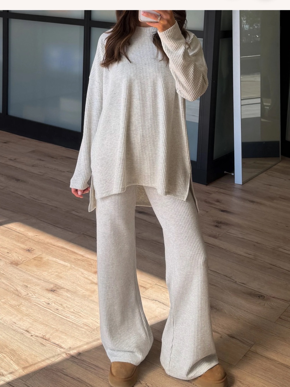 TALULAH Beige Ribbed Set - Picture 2 of 2